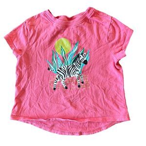 Hanna Andersson Graphic Tee in Cotton Jersey Size 3T Pink Wild Zebra Print